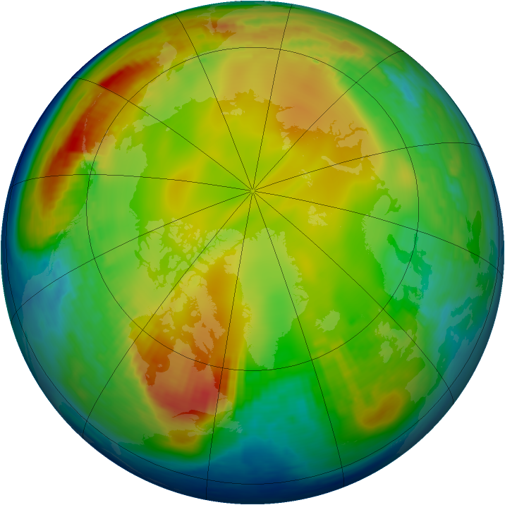 Arctic ozone map for 14 January 1988